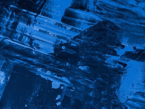 Blue creative abstract hand painted background, marble texture, abstract ocean, snow, winter, ice, cold, acrylic