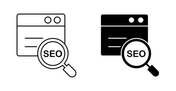 SEO Optimization Icon, Search Engine Ranking and Website Analytics Vector