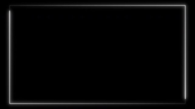 Rectangular seamless silver light frame streaming overlay. Rectangular seamless hud glowing white neon light border on a simple background. Perfect for futuristic, technologythemed designs and digital