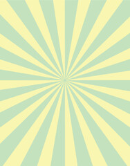 Fototapeta premium Vector abstract pastel light green and yellow retro pop art background with radial sunburst rays