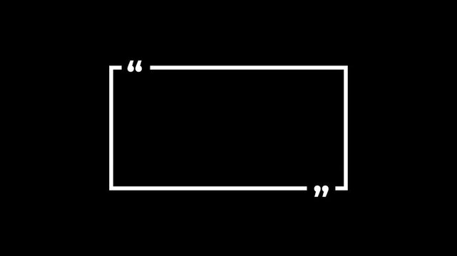 Animated quotation marks appearing with text boxes on black background cinematic motion