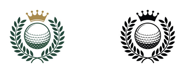 Royal Golf Club Championship Emblem Featuring Crown and Laurel Wreath Vector Logo Illustration for Elite Tournament Branding © RIFAT