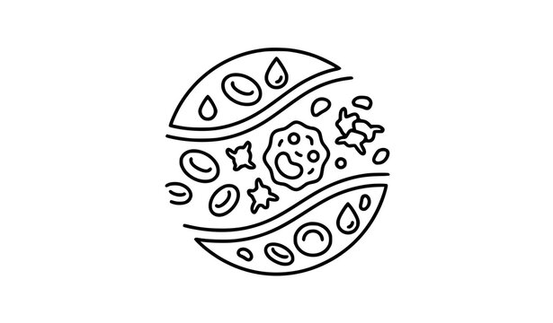 Blood Cells Linear Icon with Red Blood Cells Blood Composition and Editable Stroke Medical Vector Illustration