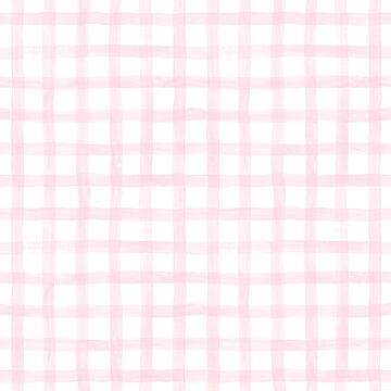 Soft Pink Watercolor Plaid Seamless Pattern