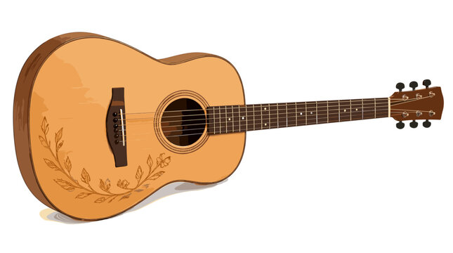 Acoustic Guitar with Natural Wood Finish as Main Subject.