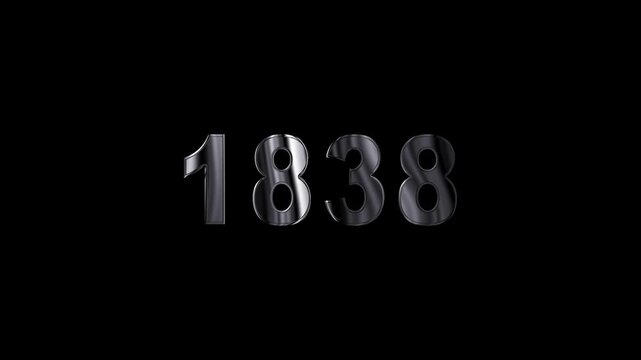 Vibrant milestone text displays frame 3D specular metallic date typography strings. Heritage biography documentary media uses a vibrant milestone text displays layout track.