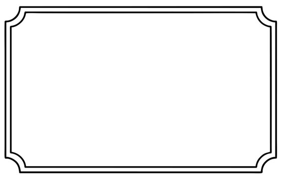Decorative rectangular frame with elegant rounded corners isolated on a clean plain solid white background