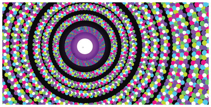 Abstract concentric colorful circles arranged in repeating circular rings.
