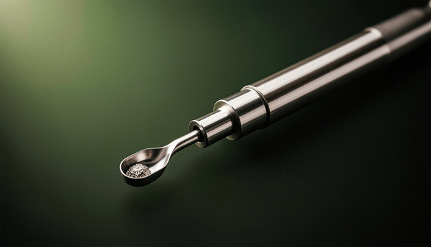 Dental Amalgam Carrier with Plunger Mechanism &ndash; Dark Olive Gradient Background