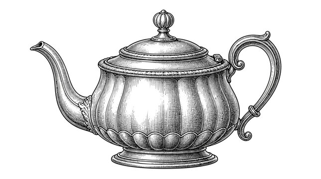 Classic Teapot Illustration Showcases Pottery Teapot Form.