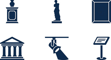 Obraz premium Set of Flat Art Museum and Exhibition Icons