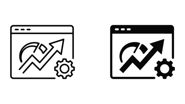 Business performance growth icon set for web analytics with analytics, business
