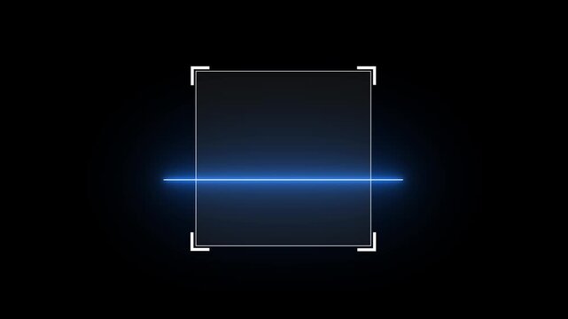 Abstract background layout sweeps horizontal blue laser scanning beam paths over black. High tech hardware security video headers use an abstract background layout loop asset.
