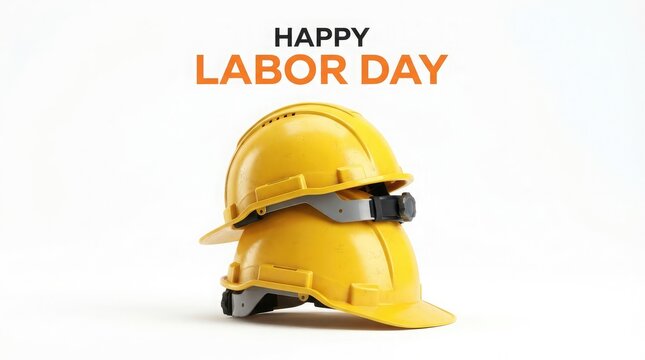 Happy labor day yellow construction helmet celebrating american workers and labor achievements