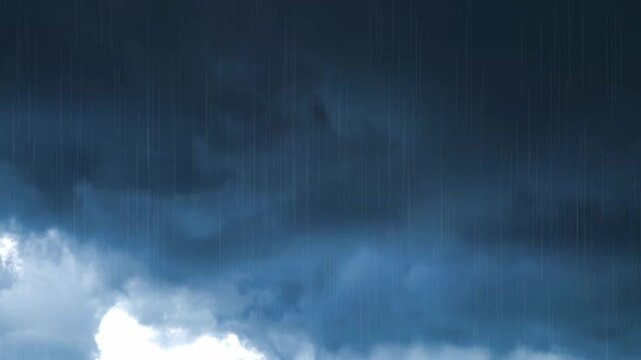Dramatic Thunderstorm with Lightning Striking in Heavy Rain
