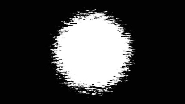 White oval shape with rough textured edges on a black background textured shape rough edges animation