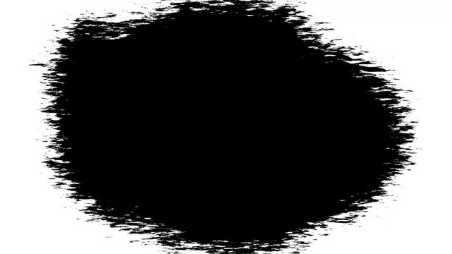 Black oval shape with rough textured edges on a white background textured shape rough edges animation