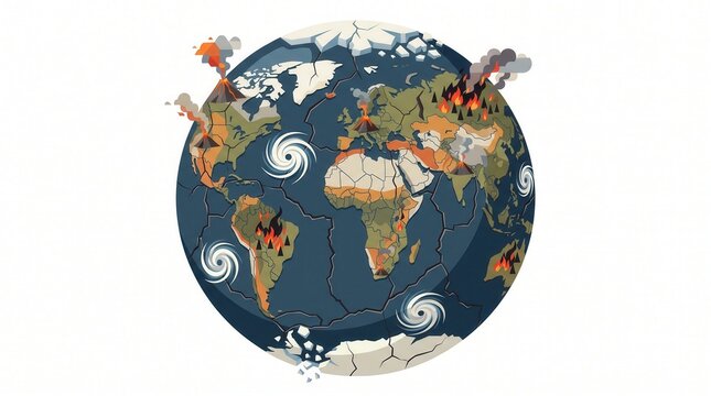 Earth is cracking and burning with volcanoes erupting and hurricanes spinning worldwide