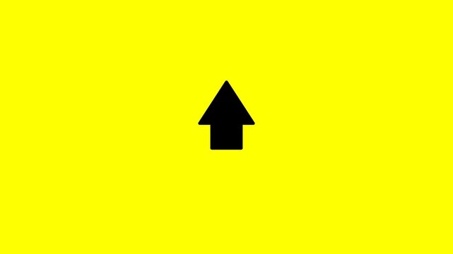 Upward-moving arrow animation in motion graphics with a transparent background.