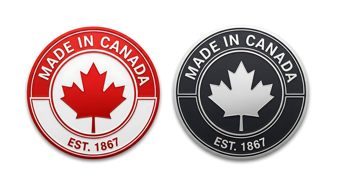 Maple leaf badges with canadian flag symbols