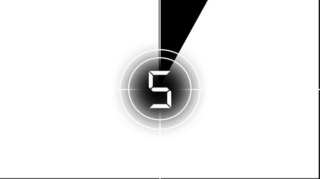 Old film strip countdown 10 to 0 in grey color. Vintage defocused film look, flicker, background. Cinema movie reel timer effect screen. 4k video