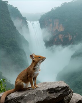 A dhole rat genetic hybrid experiment ai-generated, fictional species   in a stellar mist valley