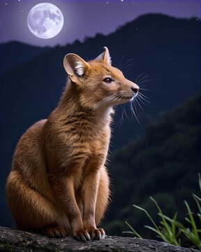 A  dhole rat genetic hybrid experiment ai-generated, fictional species   in a moonlit ridge