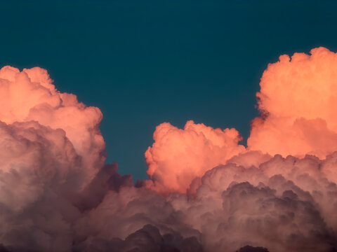 Daydream clouds at striking sunset sky