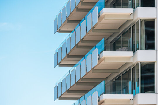 Modern Glass Balconies on Luxury High-Rise Facade