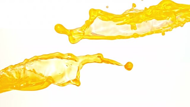 Super Slow Motion Orange Juice Splashes at 1000fps, High-Speed 4K Footage on White Background