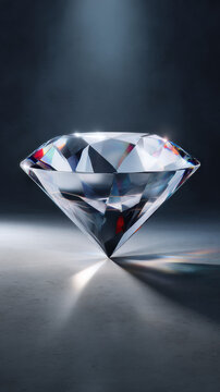 A flawlessly cut diamond reflects light with pristine clarity, displaying its brilliant facets against a softly illuminated backdrop, symbolizing value and beauty.