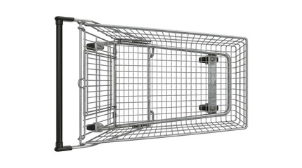 Top view of empty supermarket cart with black plastic handle isolated on transparent background png file. © Isolated_png