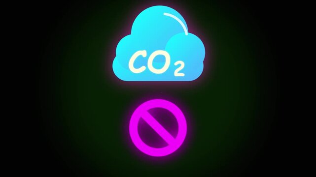 Carbon dioxide emission reduction symbol neon graphic