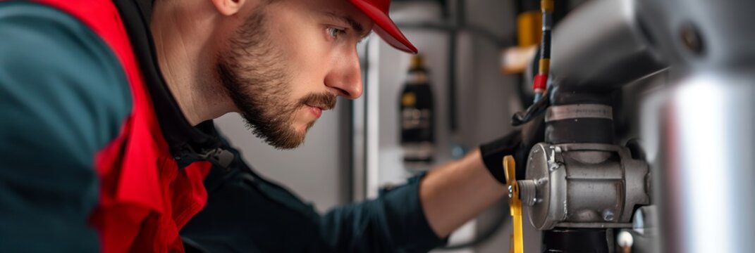 Plumber installing a water supply system
