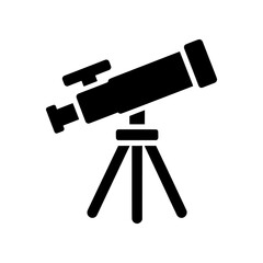 Telescope icon representing scientific observation, astronomy, exploration, and discovery of the universe. © puntip_a