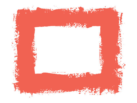 Abstract rectangular coral painted brush stroke border frame with wall decor abstract isolated artistic rectangular copy-space background creative watercolor distressed composition template