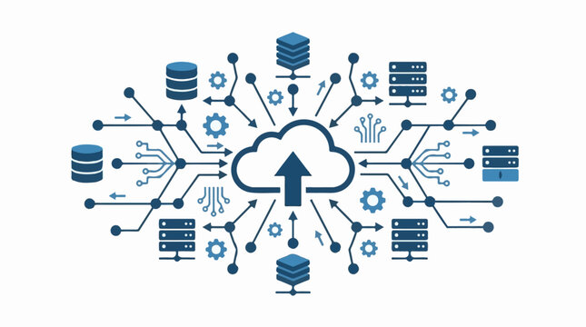 Cloud computing network with data storage and servers