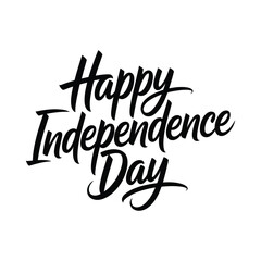Fototapeta premium Handwritten Calligraphy Independence Day Greeting Card Typography on White Background