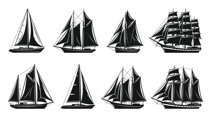 Sailing Vessel Silhouette Collection Vector Set © Hive