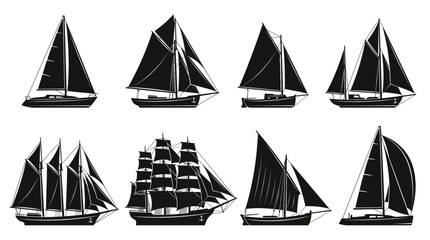 Sailing Vessel Silhouette Collection Vector Set © Hive