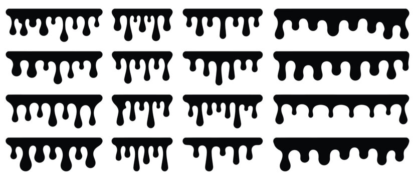 Liquid chocolate shape with melting drips and flowing caramel sauce, milk paint fluid forms, molten dessert textures, and abstract pouring banner designs.