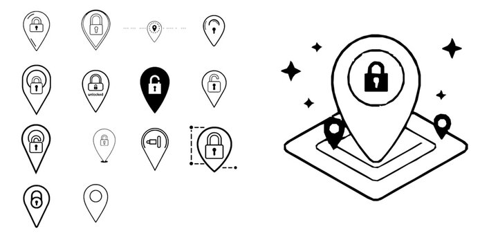 Location Pin Marker Unlocked Duotone Style Navigation Icon Outline