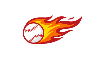 Obraz premium Baseball ball with bright orange and red flames moving fast as a speed symbol for sports design and team logos