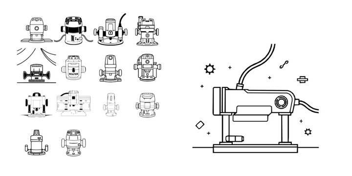Router Device Locked Angular Line Design Tech Network Icon Outline