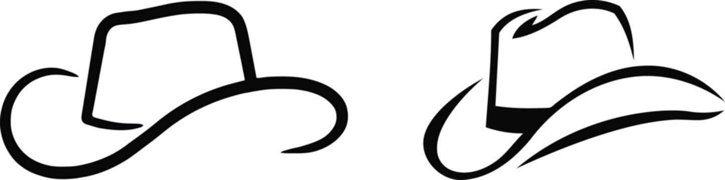 Minimalist cowboy hat and fedora icon set