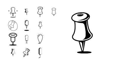 Push Pin Upright Professional Icon Style Outline Icon © P_edits