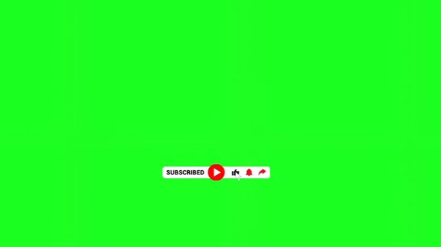 A green screen with a youtube subscribe button and icons on a white background