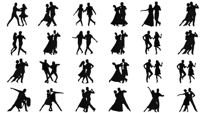 A collection of simple line art illustrations showing a variety of people engaging in walking, jogging, and exercising in an outdoor setting. The artwork features different body types and styles, idea