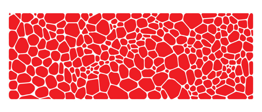Modern abstract red organic cellular pattern, Reptile skin or crocodile squama, snake scale pattern, Structure of plant cells or classic stonework, landscape design or biotechnology Stock Vector
