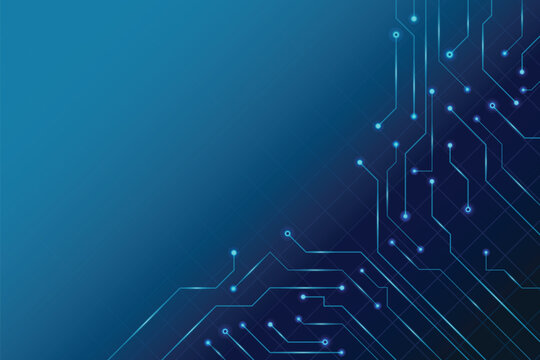 abstract futuristic technology digital data circuit network with copy space vector blue background